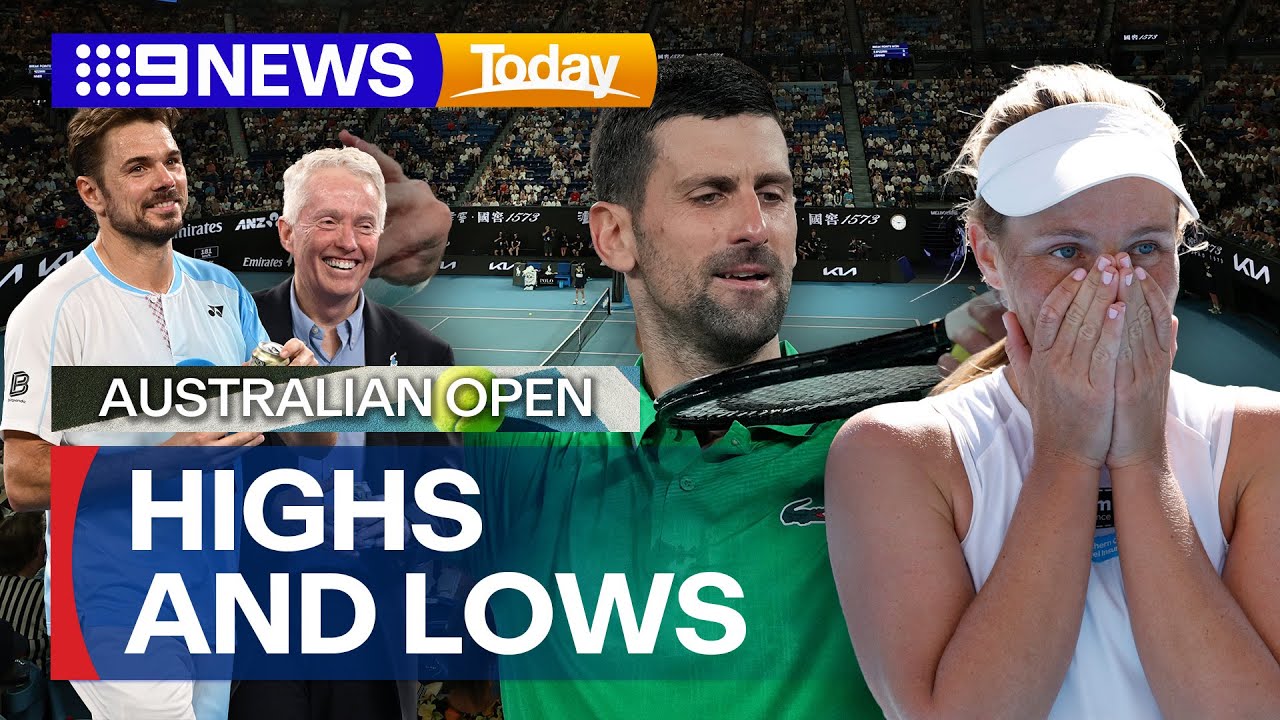 Australian Open drama continues with many highs and lows | 9 News ...