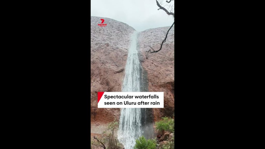 Uluru Storm Spectacular waterfalls seen flowing off Uluru after rain deluge in ...
